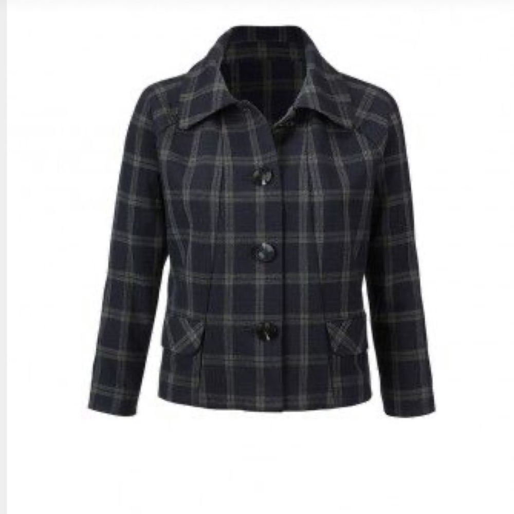 CAbi Black and Gray Plaid Jacket